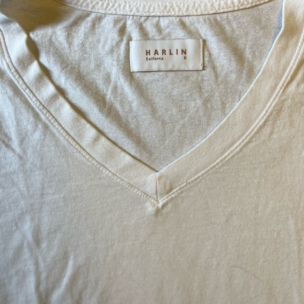 Harlin California white boyfriend V neck tee shirt sleeve size 0